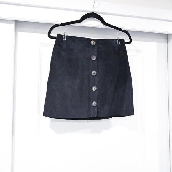 Reformation X Veda Suede Leather Black Small Mini Skirt - Picture 2 of 10